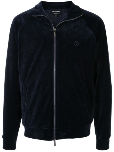 Φούτερ Giorgio Armani Zip Through Velvet ανδρικα μπλε | GR57839