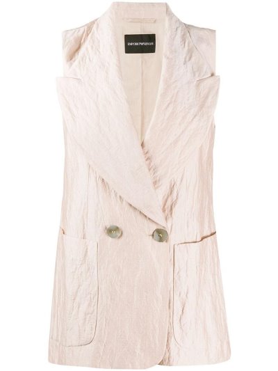 γιλεκο Armani Emporio Peak Lapel Double Breasted Crinkle Gilet γυναικεια Μπεζ | GR57192