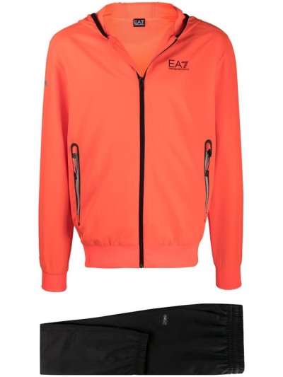 κοστούμια Ea7 Emporio Armani Long Sleeve Logo Tracksuits ανδρικα πορτοκαλι μαυρα | GR84734