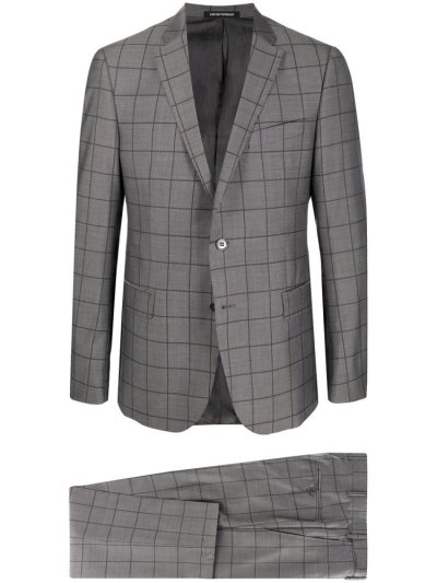 κοστούμια Armani Emporio Geometric Print Formal ανδρικα γκρι | GR43404