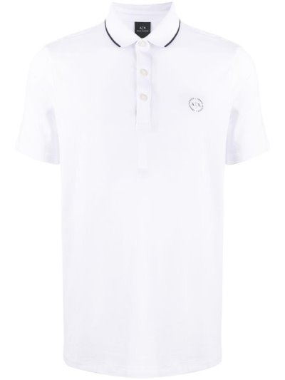 μπλουζακια πολο Armani Exchange Embroidered Logo ανδρικα ασπρα | GR07173