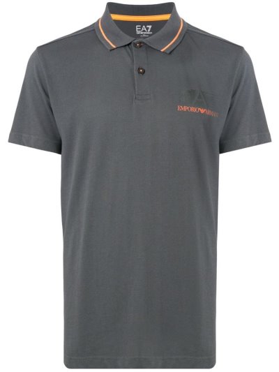 μπλουζακια πολο Ea7 Emporio Armani Printed Logo ανδρικα γκρι πορτοκαλι | GR07353