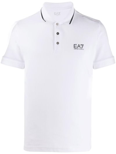 μπλουζακια πολο Ea7 Emporio Armani Logo Print ανδρικα ασπρα | GR34984