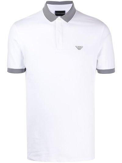 μπλουζακια πολο Armani Emporio Contrasting Collar Logo ανδρικα ασπρα | GR01713