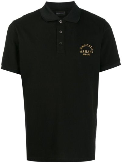 μπλουζακια πολο Armani Emporio Embroidered Detail ανδρικα μαυρα | GR59838