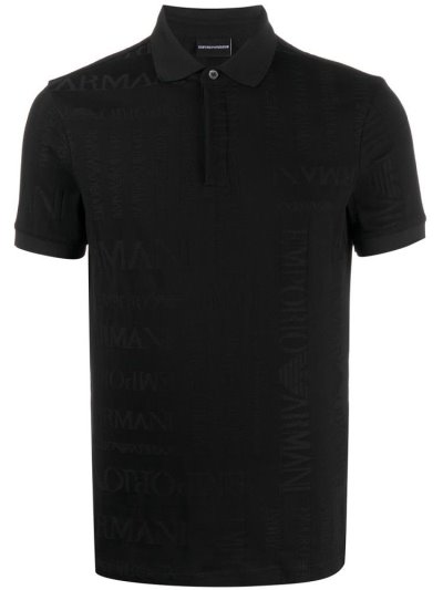μπλουζακια πολο Armani Emporio Embossed Logo ανδρικα μαυρα | GR60879
