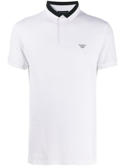 μπλουζακια πολο Armani Emporio Embroidered Logo ανδρικα ασπρα | GR68535