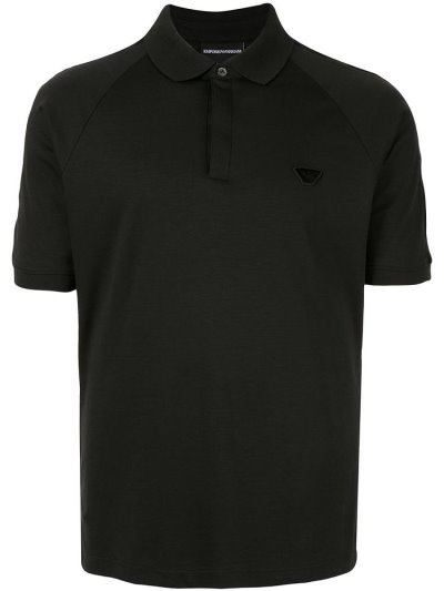 μπλουζακια πολο Armani Emporio Logo Patch Concealed Button ανδρικα μαυρα | GR01855