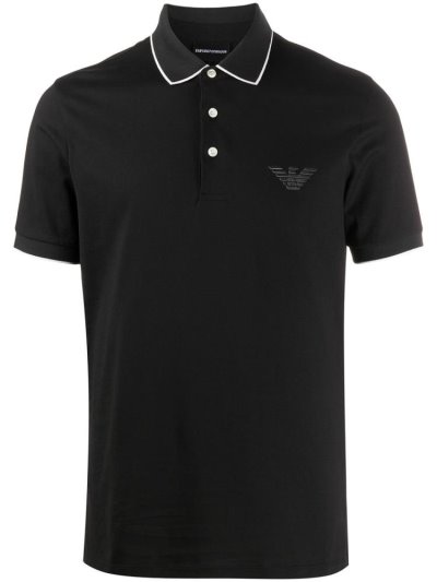 μπλουζακια πολο Armani Emporio Logo ανδρικα μαυρα | GR02991