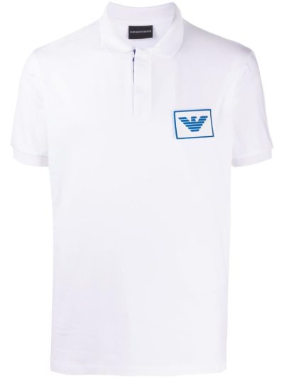 μπλουζακια πολο Armani Emporio Logo ανδρικα ασπρα | GR11686