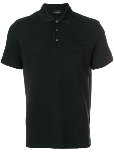 μπλουζακια πολο Armani Emporio Logo ανδρικα μαυρα | GR12682