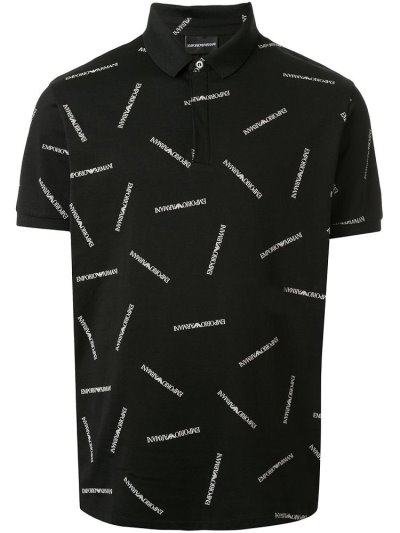 μπλουζακια πολο Armani Emporio Logo Print ανδρικα μαυρα | GR21167