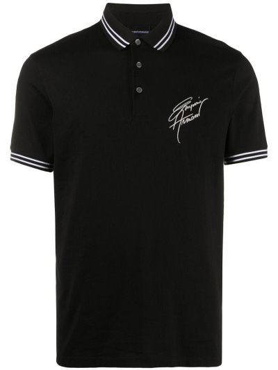 μπλουζακια πολο Armani Emporio Logo Patch ανδρικα μαυρα | GR22255