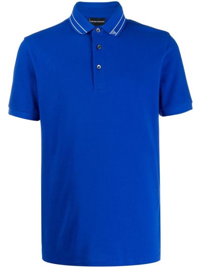 μπλουζακια πολο Armani Emporio Logo Collar ανδρικα μπλε | GR32146