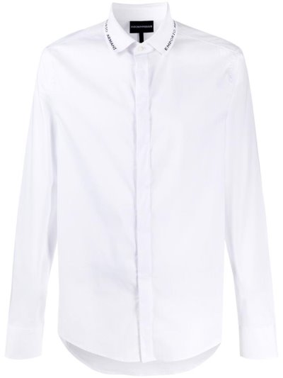 μπλουζακια πολο Armani Emporio Long Sleeve ανδρικα ασπρα | GR40216
