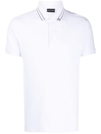 μπλουζακια πολο Armani Emporio Logo Print Collar ανδρικα ασπρα | GR48882