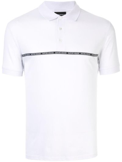 μπλουζακια πολο Armani Emporio Logo Tape ανδρικα ασπρα | GR49148