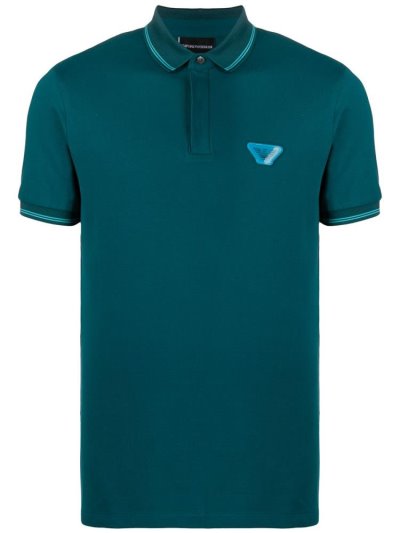 μπλουζακια πολο Armani Emporio Logo Patch ανδρικα πρασινο | GR63677