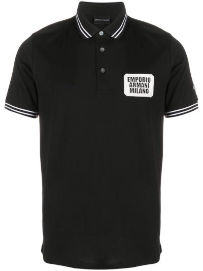 μπλουζακια πολο Armani Emporio Logo Patch ανδρικα μαυρα | GR64787