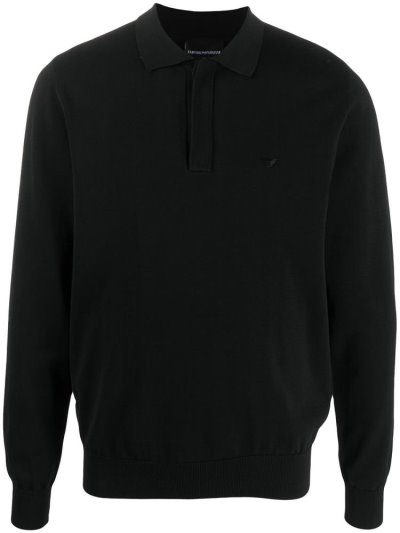 μπλουζακια πολο Armani Emporio Long Sleeve ανδρικα μαυρα | GR86827