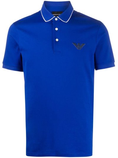 μπλουζακια πολο Armani Emporio Logo Patch ανδρικα μπλε | GR91426