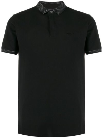 μπλουζακια πολο Armani Emporio Polka Dot Collar ανδρικα μαυρα | GR89787