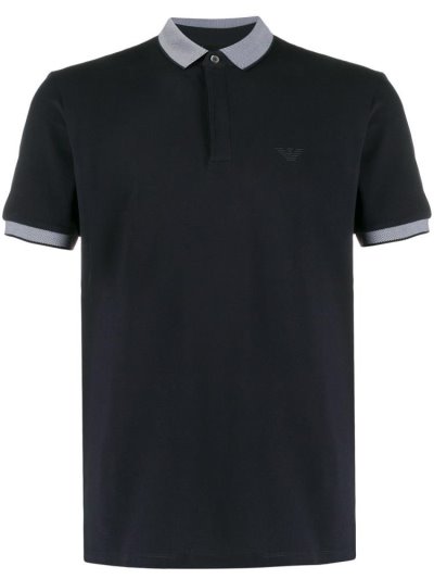 μπλουζακια πολο Armani Emporio Printed Collar ανδρικα μπλε | GR03520