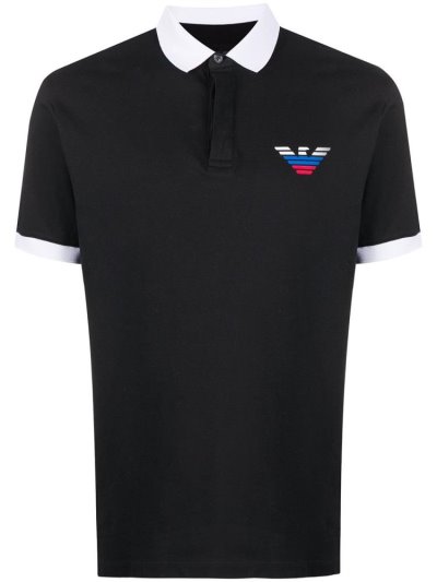 μπλουζακια πολο Armani Emporio Rus Logo ανδρικα μαυρα | GR31211