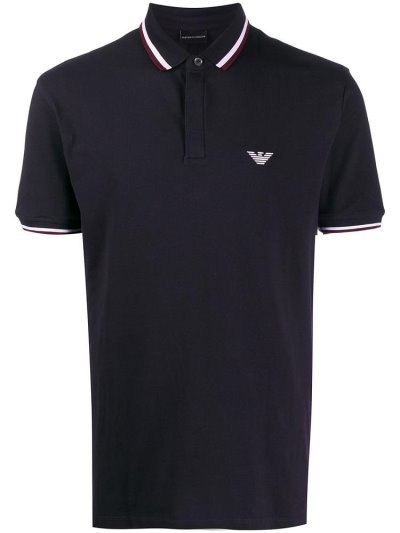 μπλουζακια πολο Armani Emporio Stripe Trim ανδρικα μπλε | GR75496
