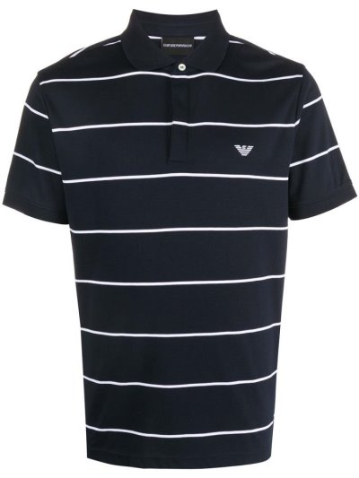 μπλουζακια πολο Armani Emporio Striped Embroidered Logo ανδρικα μπλε | GR77558