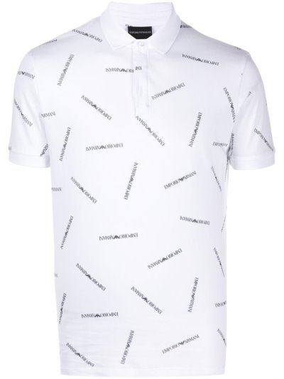 μπλουζακια πολο Armani Emporio κοντο Sleeve Logo Print ανδρικα ασπρα | GR78976