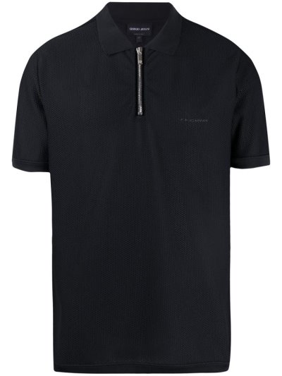 μπλουζακια πολο Giorgio Armani Half Zip Mesh ανδρικα μπλε | GR31053