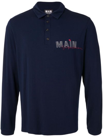 μπλουζακια πολο Giorgio Armani Logo Long Sleeve ανδρικα μπλε | GR62859