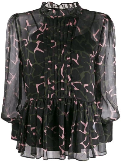 μπλούζα Armani Emporio Floaty Camouflage Print γυναικεια μαυρα ροζ | GR16122