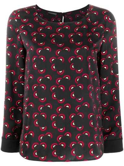 μπλούζα Armani Emporio Good Luck Symbol Print γυναικεια μαυρα κοκκινα | GR33869