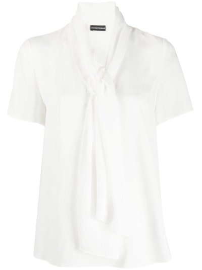 μπλούζα Armani Emporio Pussy Bow γυναικεια ασπρα | GR95872