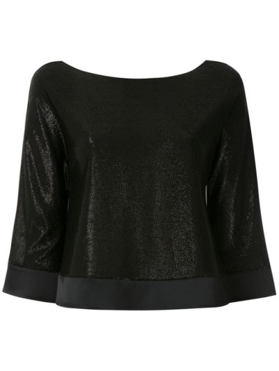 μπλούζα Armani Emporio Shiny Βάρκας Neck γυναικεια μαυρα | GR21910