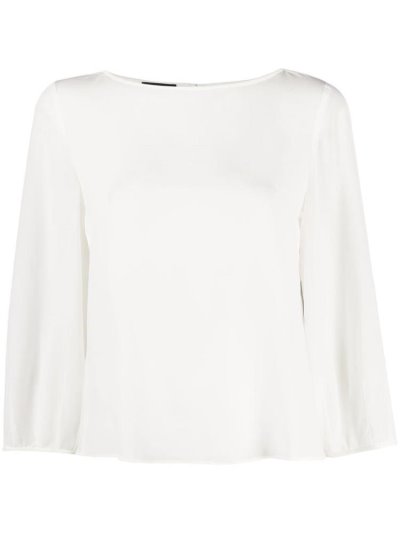 μπλούζα Armani Emporio Silk Cropped Sleeve γυναικεια ασπρα | GR97377