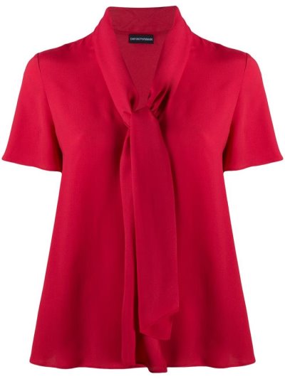 μπλούζα Armani Emporio Tie Neck γυναικεια κοκκινα | GR38283