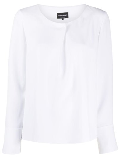 μπλούζα Giorgio Armani Pleated Detail Long Sleeve γυναικεια ασπρα | GR02042
