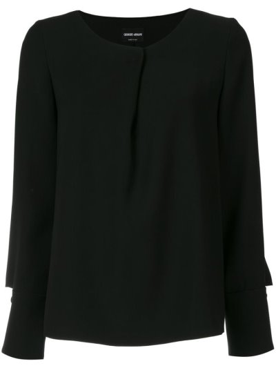 μπλούζα Giorgio Armani Pleated Long Sleeve γυναικεια μαυρα | GR07726