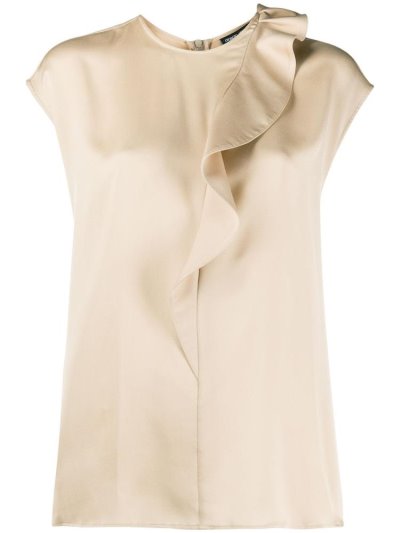μπλούζα Giorgio Armani Silk Ruffle Trim γυναικεια Μπεζ | GR22080