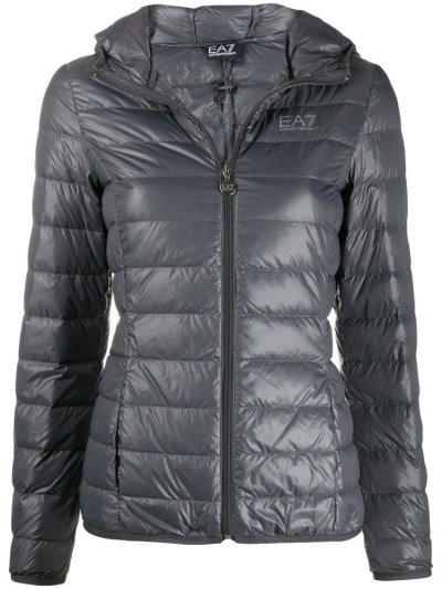 μπουφαν Ea7 Emporio Armani Logo Print Puffer Jacket γυναικεια γκρι | GR39303