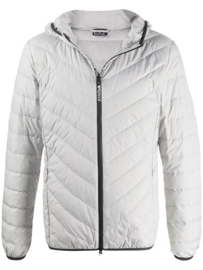 μπουφαν Ea7 Emporio Armani Padded Logo Patch ανδρικα γκρι | GR42754