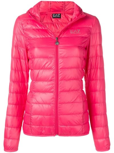 μπουφαν Ea7 Emporio Armani Κουκουλοφόρος Puffer Jacket γυναικεια ροζ | GR72846