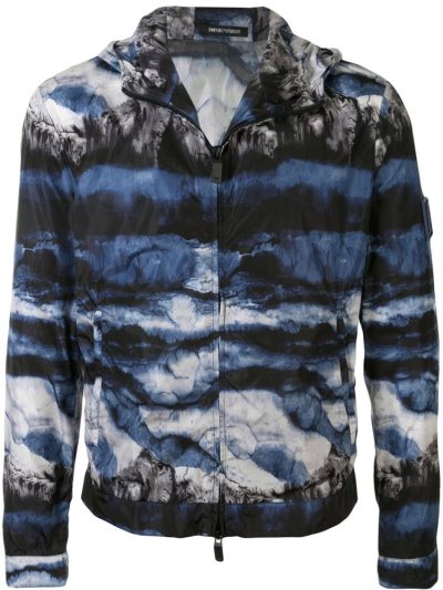 μπουφαν Armani Emporio Abstract Print Κουκουλοφόρος ανδρικα μπλε | GR41177