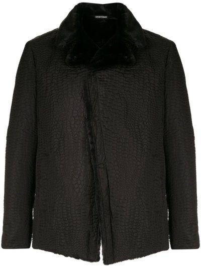 μπουφαν Armani Emporio Croc Effect ανδρικα μαυρα | GR25448