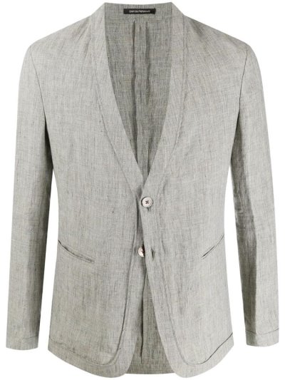μπουφαν Armani Emporio Fitted Tweed ανδρικα γκρι | GR48923
