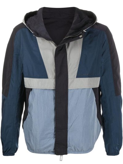 μπουφαν Armani Emporio Geometric Panel Reversible Κουκουλοφόρος ανδρικα μπλε | GR11936