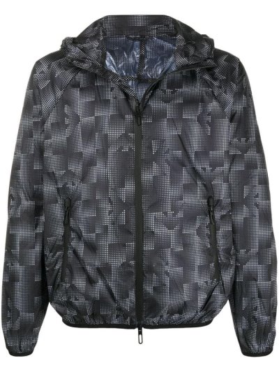 μπουφαν Armani Emporio Geometric Logo Print ανδρικα μαυρα | GR84464